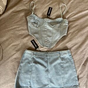 PrettyLittleThing Denim Mini Skirt Set